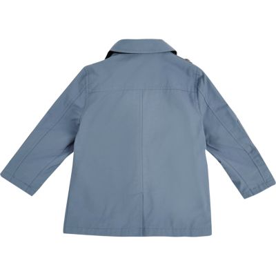 Mini boys blue double breasted mac coat